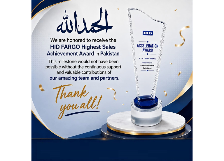 HID FARGO Highest Sales Achievement Award in Pakistan